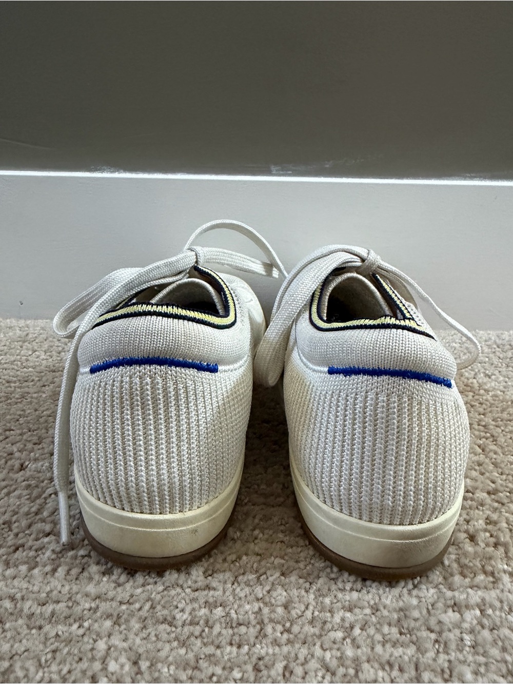 Rothy’s RS01 Bone Knit Sneakers Men’s Size 7 Cream Gum Sole Washable - Picture 3 of 7